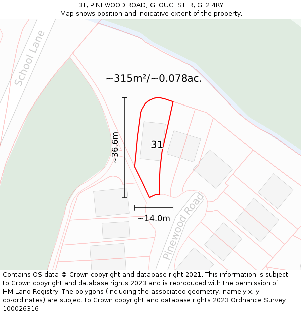 31, PINEWOOD ROAD, GLOUCESTER, GL2 4RY: Plot and title map