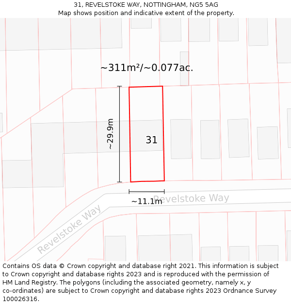 31, REVELSTOKE WAY, NOTTINGHAM, NG5 5AG: Plot and title map