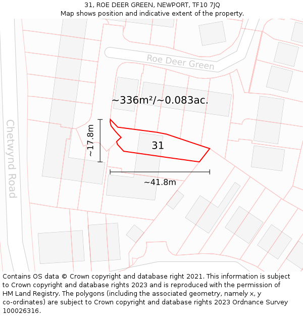 31, ROE DEER GREEN, NEWPORT, TF10 7JQ: Plot and title map