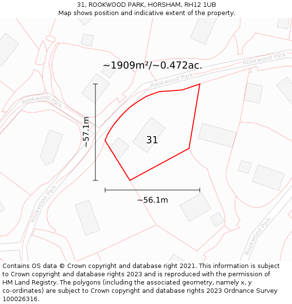 31, ROOKWOOD PARK, HORSHAM, RH12 1UB: Plot and title map