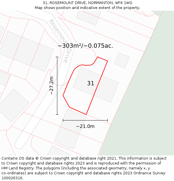 31, ROSEMOUNT DRIVE, NORMANTON, WF6 1WG: Plot and title map