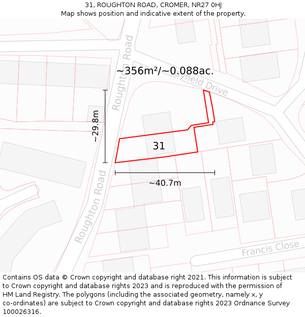 31, ROUGHTON ROAD, CROMER, NR27 0HJ: Plot and title map