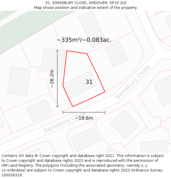 31, SAINSBURY CLOSE, ANDOVER, SP10 2LE: Plot and title map