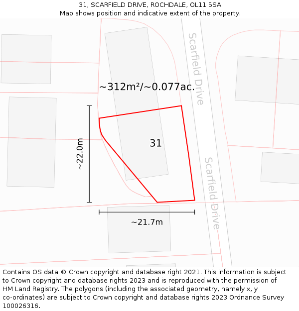 31, SCARFIELD DRIVE, ROCHDALE, OL11 5SA: Plot and title map