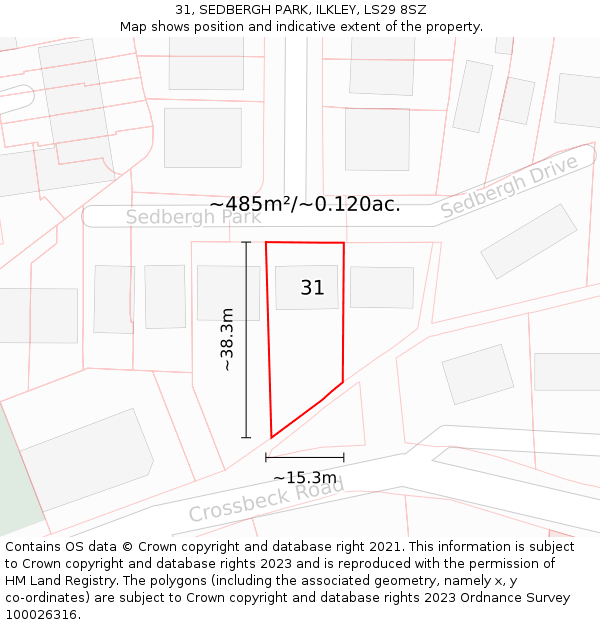 31, SEDBERGH PARK, ILKLEY, LS29 8SZ: Plot and title map