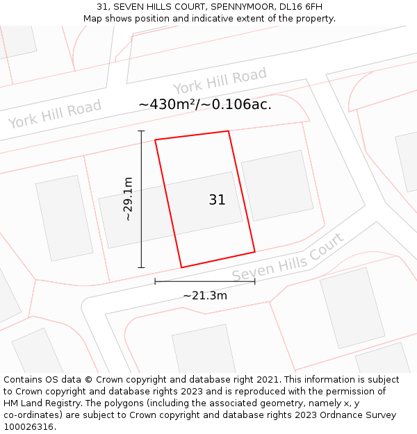 31, SEVEN HILLS COURT, SPENNYMOOR, DL16 6FH: Plot and title map