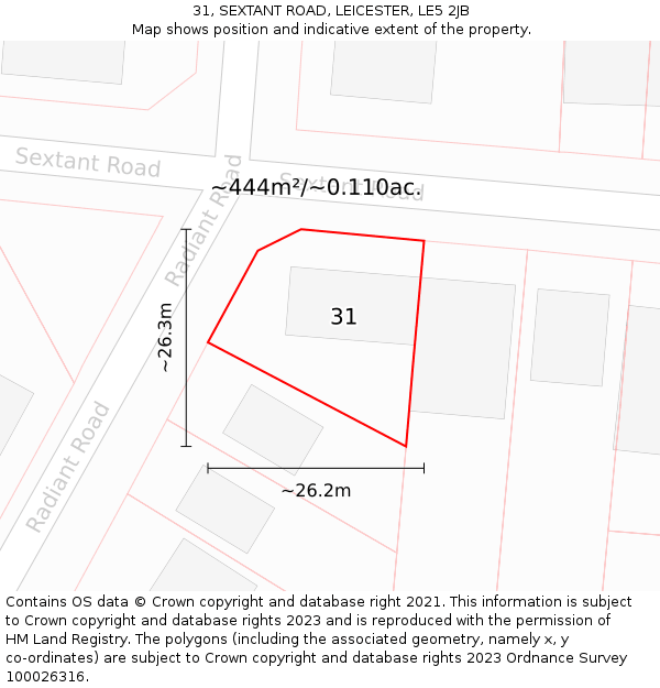 31, SEXTANT ROAD, LEICESTER, LE5 2JB: Plot and title map