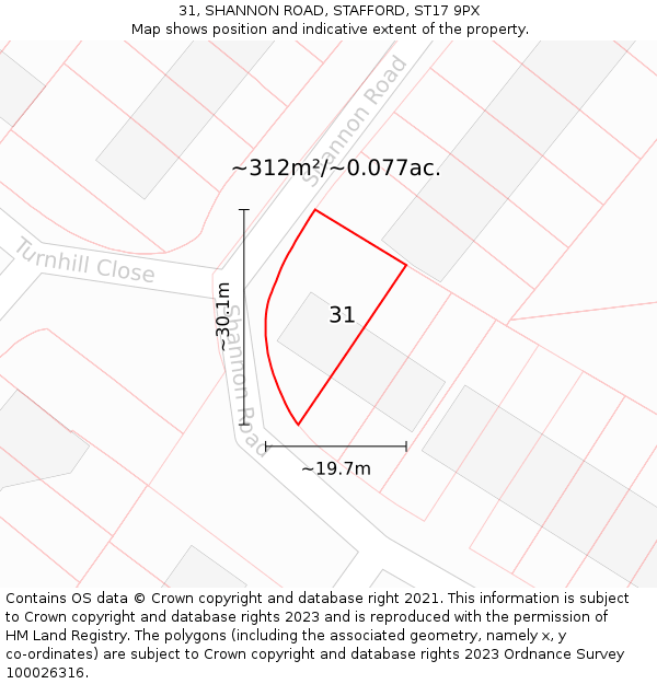 31, SHANNON ROAD, STAFFORD, ST17 9PX: Plot and title map