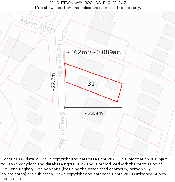 31, SHERWIN WAY, ROCHDALE, OL11 2UZ: Plot and title map