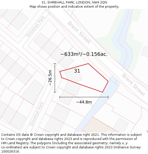 31, SHIREHALL PARK, LONDON, NW4 2QN: Plot and title map