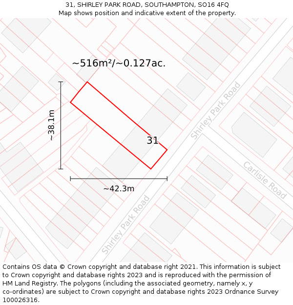 31, SHIRLEY PARK ROAD, SOUTHAMPTON, SO16 4FQ: Plot and title map