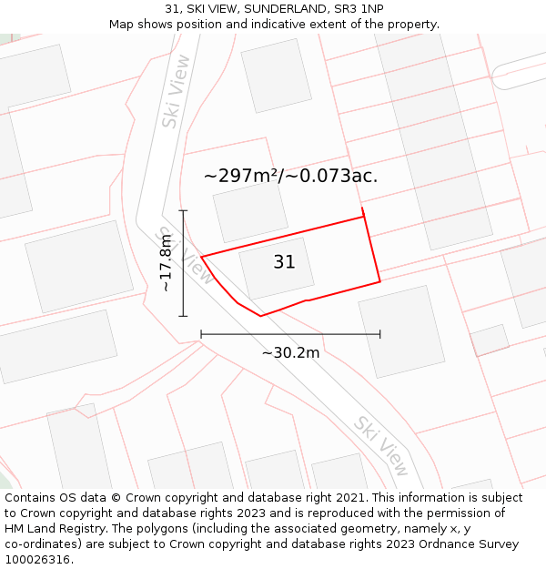 31, SKI VIEW, SUNDERLAND, SR3 1NP: Plot and title map