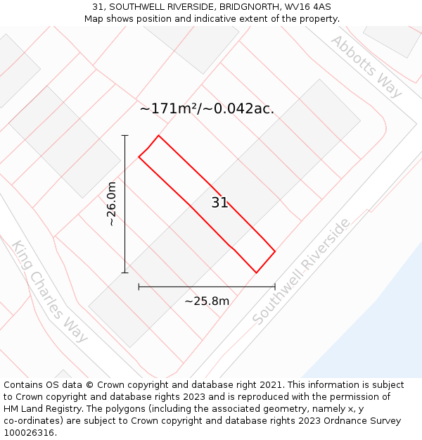 31, SOUTHWELL RIVERSIDE, BRIDGNORTH, WV16 4AS: Plot and title map