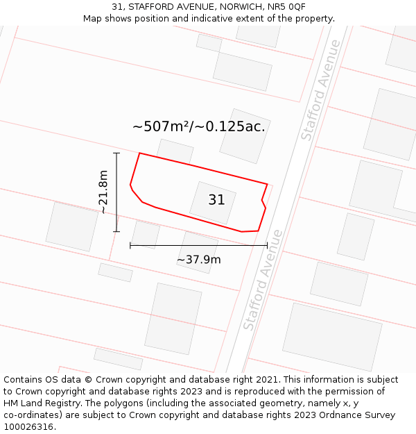 31, STAFFORD AVENUE, NORWICH, NR5 0QF: Plot and title map
