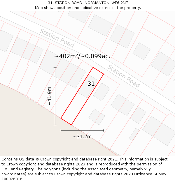 31, STATION ROAD, NORMANTON, WF6 2NE: Plot and title map