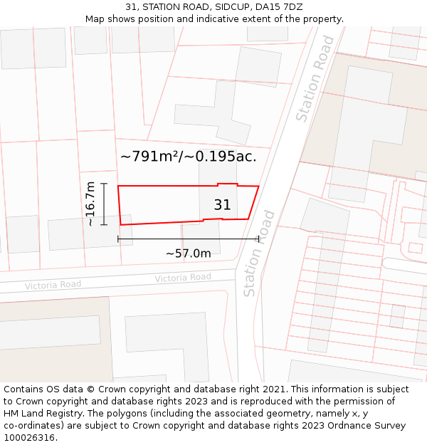 31, STATION ROAD, SIDCUP, DA15 7DZ: Plot and title map