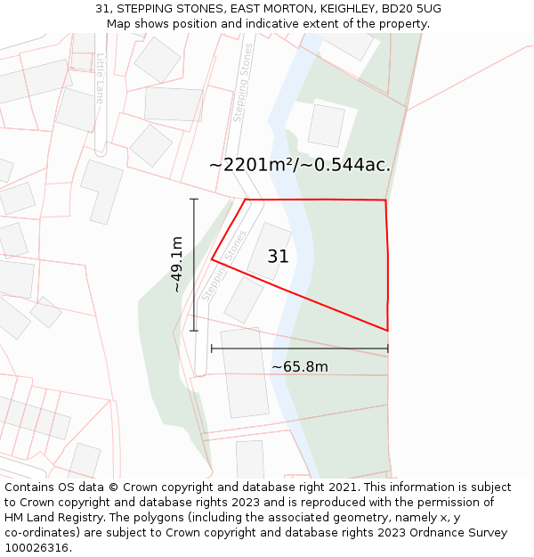 31, STEPPING STONES, EAST MORTON, KEIGHLEY, BD20 5UG: Plot and title map