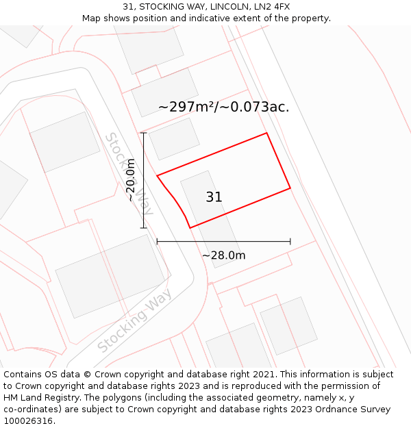 31, STOCKING WAY, LINCOLN, LN2 4FX: Plot and title map