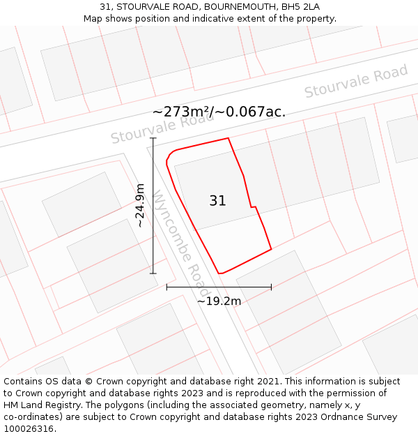 31, STOURVALE ROAD, BOURNEMOUTH, BH5 2LA: Plot and title map