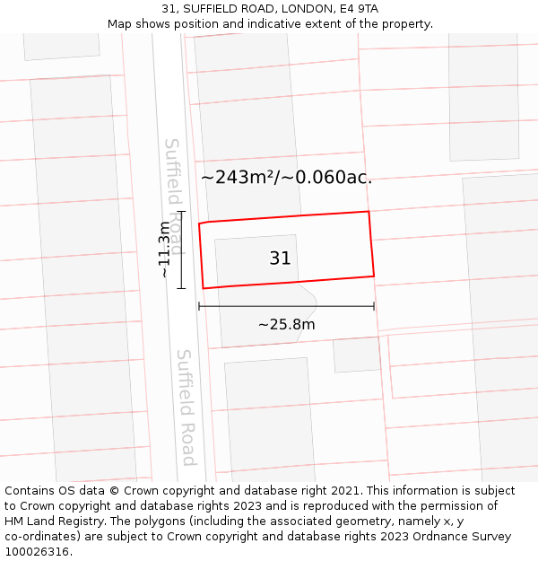 31, SUFFIELD ROAD, LONDON, E4 9TA: Plot and title map