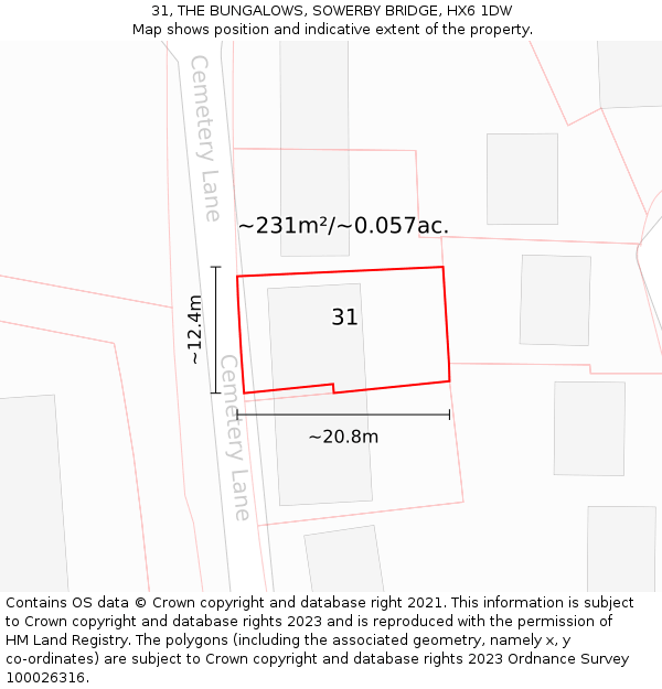 31, THE BUNGALOWS, SOWERBY BRIDGE, HX6 1DW: Plot and title map