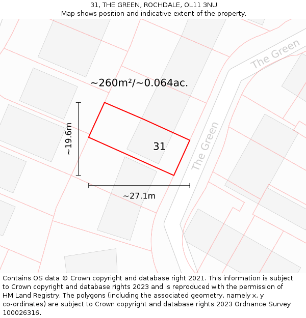 31, THE GREEN, ROCHDALE, OL11 3NU: Plot and title map