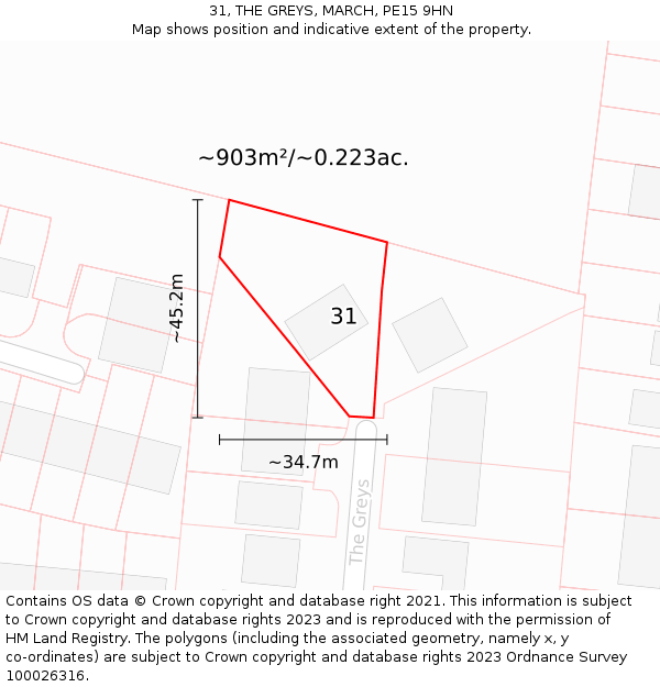 31, THE GREYS, MARCH, PE15 9HN: Plot and title map