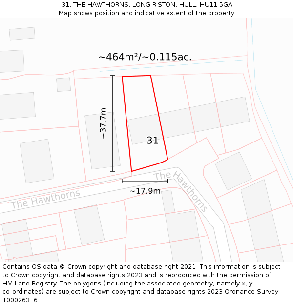 31, THE HAWTHORNS, LONG RISTON, HULL, HU11 5GA: Plot and title map