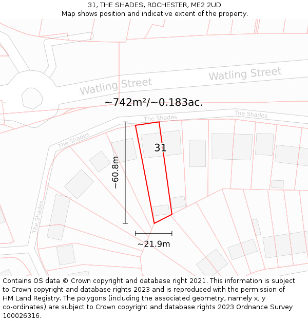 31, THE SHADES, ROCHESTER, ME2 2UD: Plot and title map