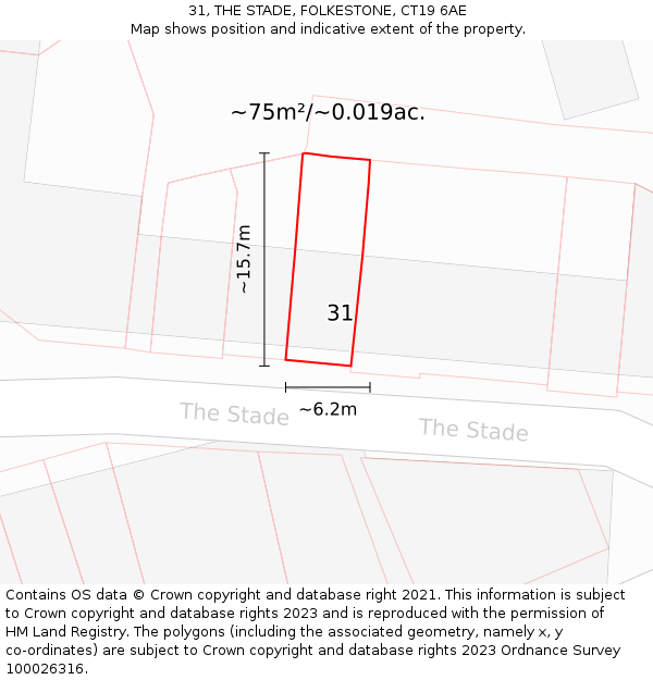 31, THE STADE, FOLKESTONE, CT19 6AE: Plot and title map