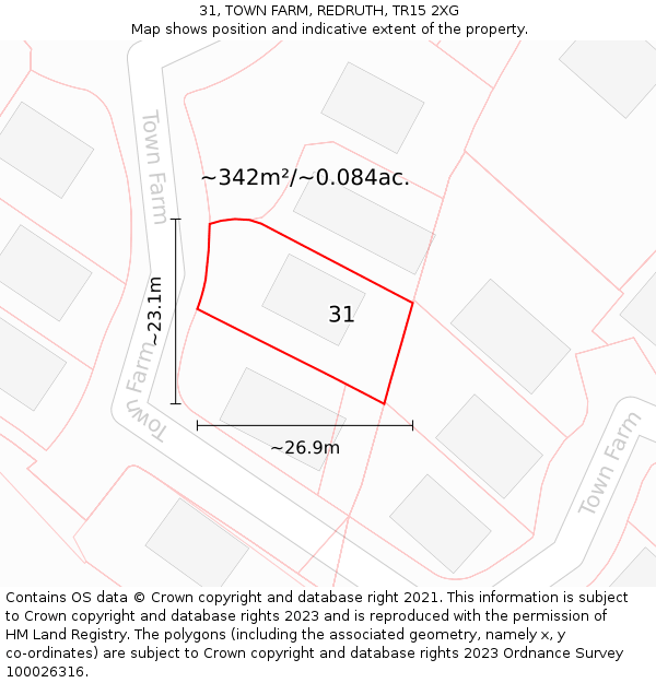 31, TOWN FARM, REDRUTH, TR15 2XG: Plot and title map