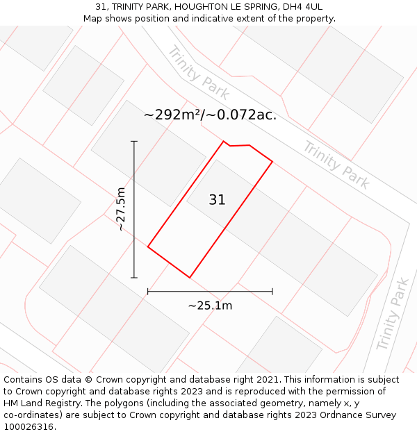 31, TRINITY PARK, HOUGHTON LE SPRING, DH4 4UL: Plot and title map