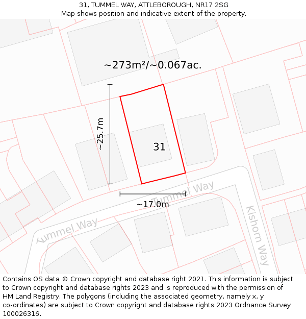 31, TUMMEL WAY, ATTLEBOROUGH, NR17 2SG: Plot and title map