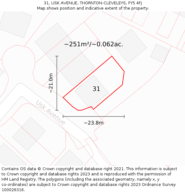 31, USK AVENUE, THORNTON-CLEVELEYS, FY5 4FJ: Plot and title map