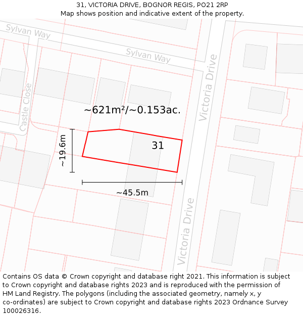 31, VICTORIA DRIVE, BOGNOR REGIS, PO21 2RP: Plot and title map