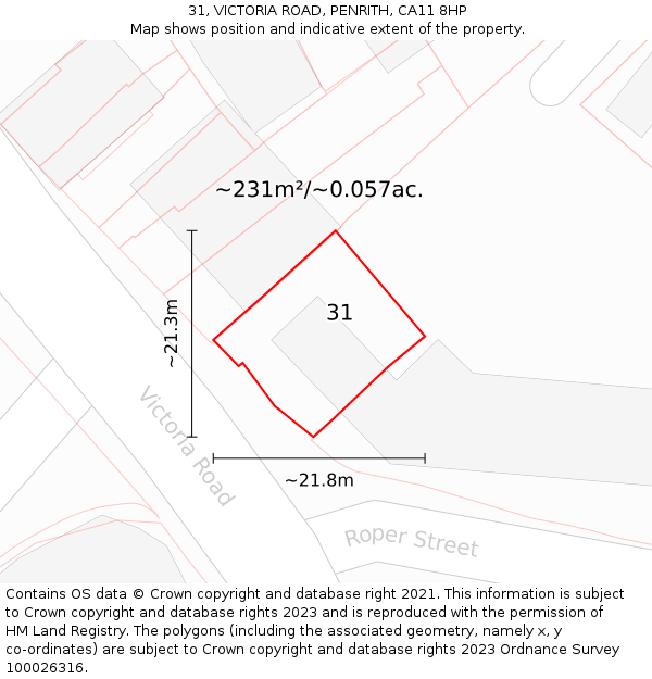 31, VICTORIA ROAD, PENRITH, CA11 8HP: Plot and title map