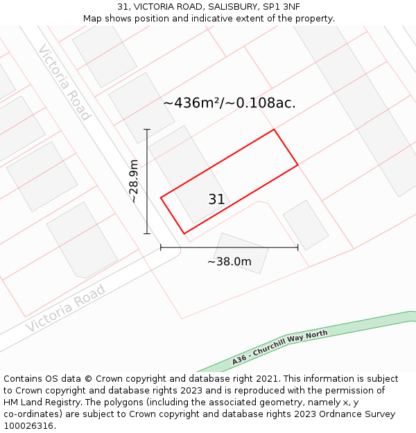 31, VICTORIA ROAD, SALISBURY, SP1 3NF: Plot and title map