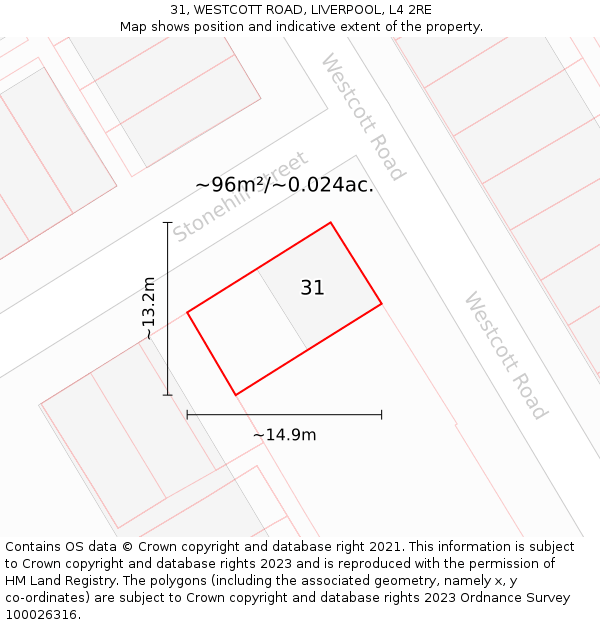 31, WESTCOTT ROAD, LIVERPOOL, L4 2RE: Plot and title map