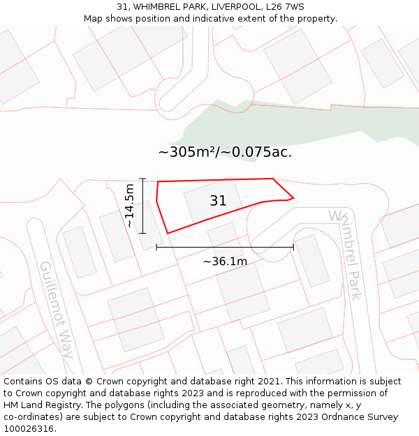 31, WHIMBREL PARK, LIVERPOOL, L26 7WS: Plot and title map