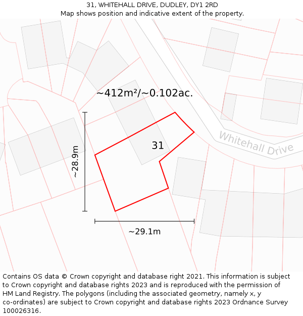 31, WHITEHALL DRIVE, DUDLEY, DY1 2RD: Plot and title map