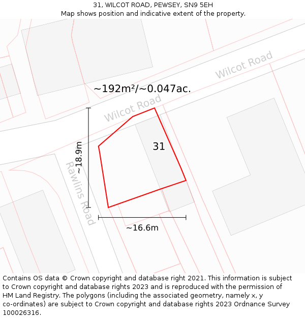 31, WILCOT ROAD, PEWSEY, SN9 5EH: Plot and title map