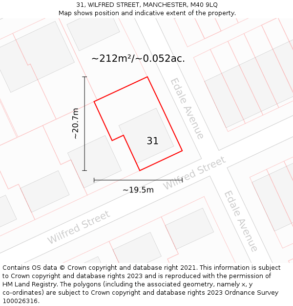 31, WILFRED STREET, MANCHESTER, M40 9LQ: Plot and title map