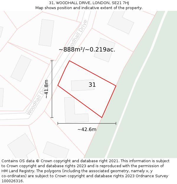 31, WOODHALL DRIVE, LONDON, SE21 7HJ: Plot and title map