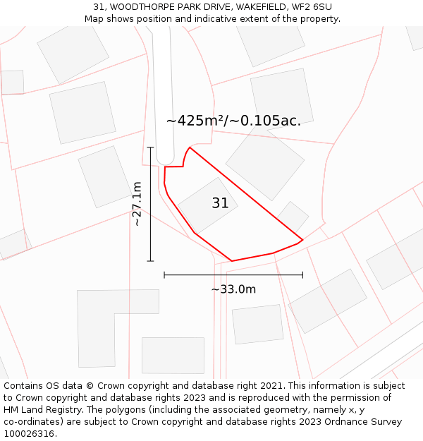 31, WOODTHORPE PARK DRIVE, WAKEFIELD, WF2 6SU: Plot and title map