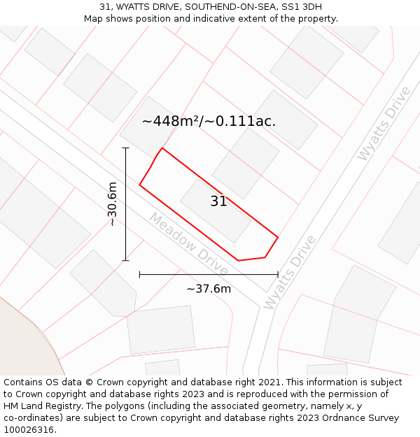 31, WYATTS DRIVE, SOUTHEND-ON-SEA, SS1 3DH: Plot and title map