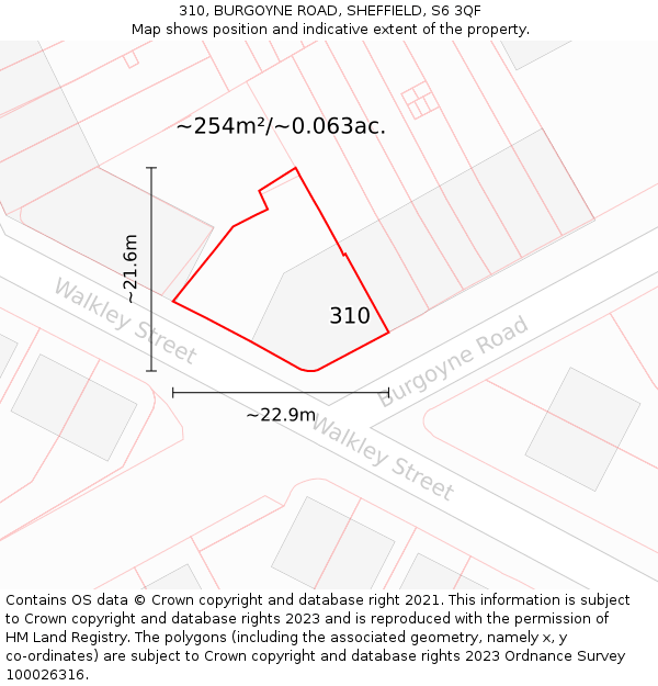 310, BURGOYNE ROAD, SHEFFIELD, S6 3QF: Plot and title map