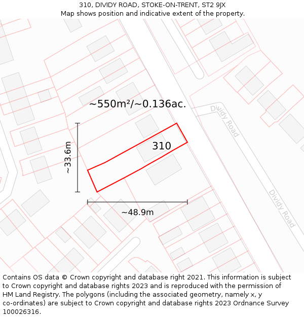 310, DIVIDY ROAD, STOKE-ON-TRENT, ST2 9JX: Plot and title map