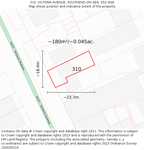 310, VICTORIA AVENUE, SOUTHEND-ON-SEA, SS2 6NA: Plot and title map