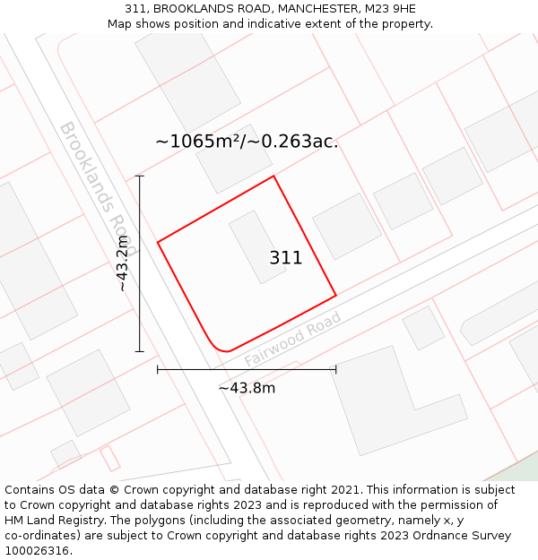 311, BROOKLANDS ROAD, MANCHESTER, M23 9HE: Plot and title map