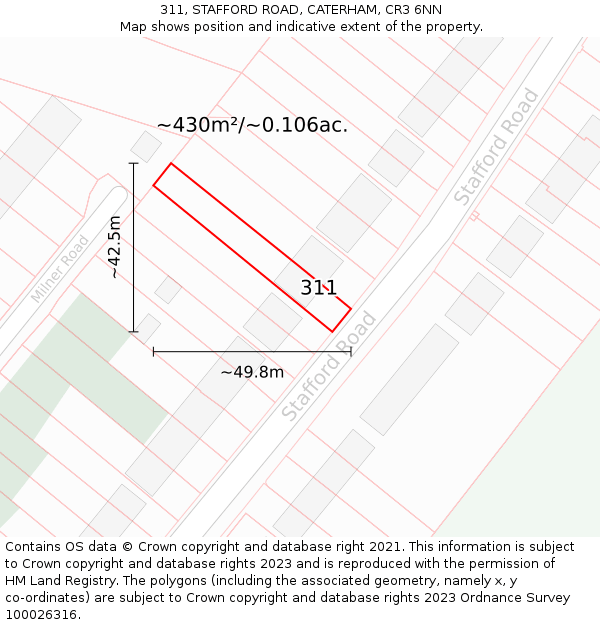 311, STAFFORD ROAD, CATERHAM, CR3 6NN: Plot and title map